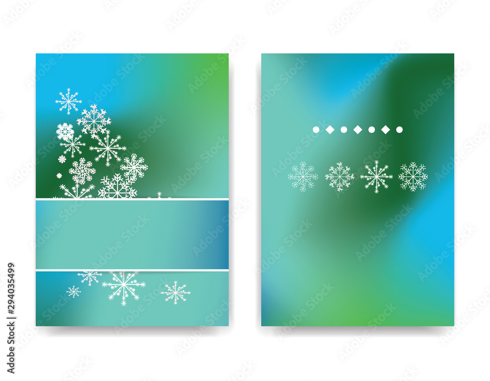 Poster winter background design of white snowflake with copy space