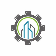 Commercial abstract modern building logo design template vector illustration