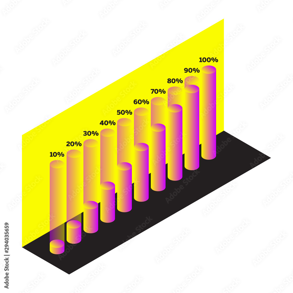 Poster Infographic template chart. Vector infographic. Presentation design. Template design element. Business concept. Decoration element. 3d neon. Digital marketing concept. Isometric infochart, diagram.