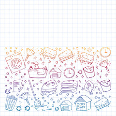 Cleaning services company vector pattern, squared notebook