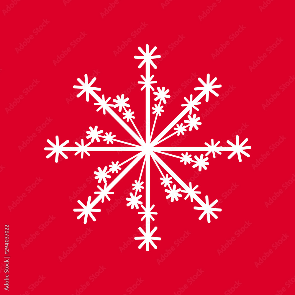 Poster snowflake isolated icon and sign design on red background