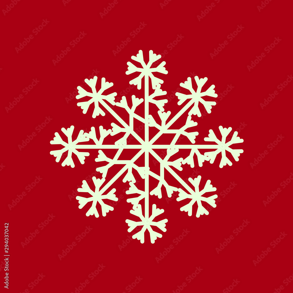 Poster snowflake isolated icon and sign design on red background