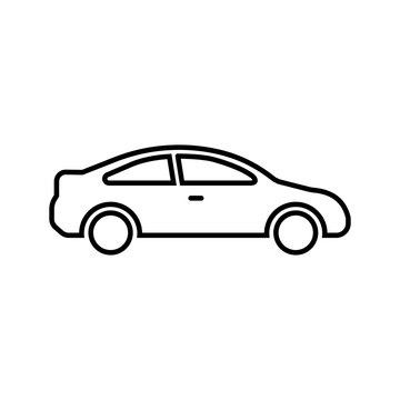 Car line icon for web, mobile and infographics. Vector black icon isolated on white background.