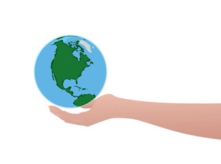 Hand hold world globe. vector