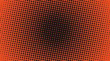 Orange and black modern pop art background with halftone dots design, vector illustration