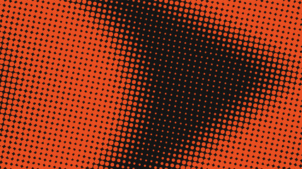 Orange and black retro pop art background with halftone dots
