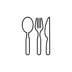 Food icon - vector food symbol made with linear knife, fork and spoon