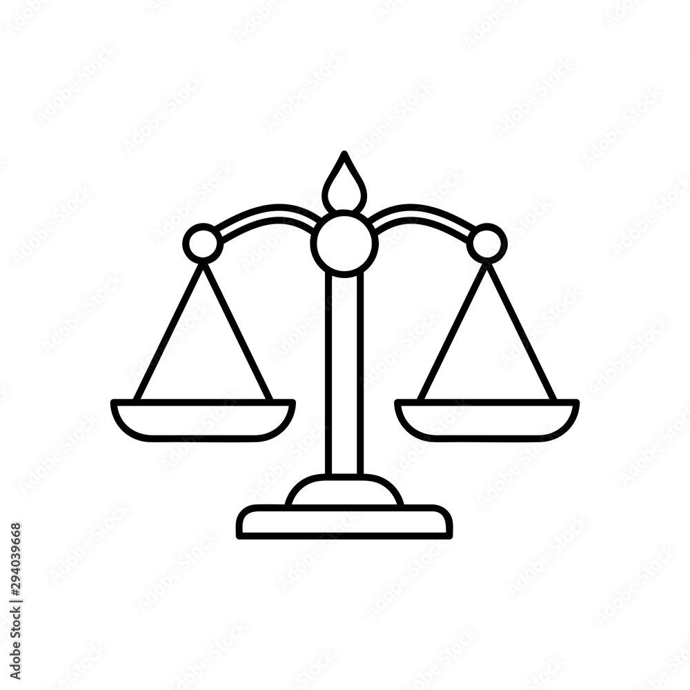Poster scales justice vector icon. premium quality vector symbol drawing concept for your logo web mobile a