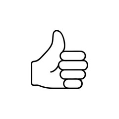 Thumbs up icon flat graphic design. The thin contour lines.