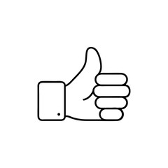 Thumbs up icon flat graphic design. The thin contour lines.
