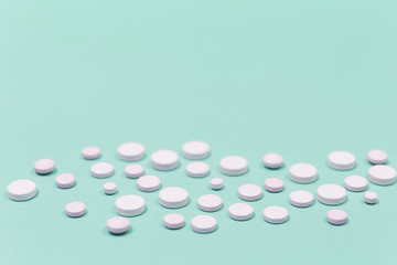 White pill on a purple background with copy space.