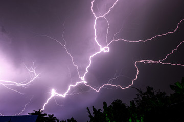 Thunderstorm at home in the night