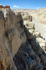 Amazing ruins of Tsaparang - capital of the ancient kingdom of Guge in the Garuda Valley. Tibet, Satlej river valley, China, Asia.