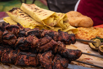 grilled meat with pita bread