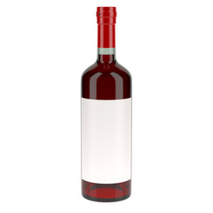 Red wine bottle with blank label