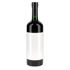 Red wine bottle with blank label
