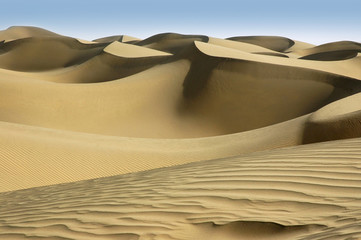 Sand dunes of Taklamakan Desert ("Place of No Return). Xinjiang, China, Asia.