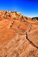 Sediments, rock formations and mineral streaks in an old abandoned quarry
