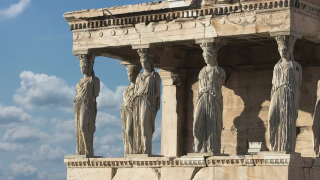 Time Lapse Ancient Acropolis In Athens Greece Porch Of Maidens