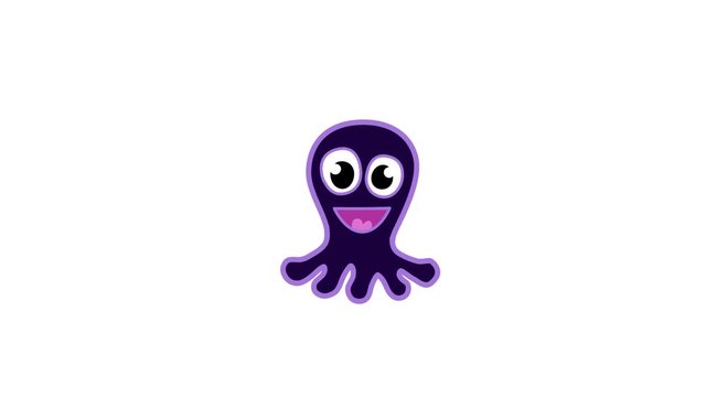 joyful emoji octopus. Alpha channel looped