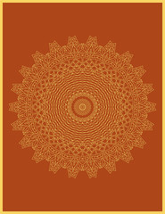 Indian decorative, colorful golden abstract mandala vector art, repeated pattern, perfect for coloring book, phone cover, greeting, poster card, henna tattoo and christmas holiday, wedding celebration