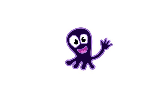 emoji Hi. emoji is waving. Animated octopus waving. Alpha channel looped