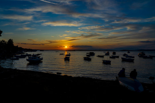Beautiful sunset view and vivid colors in Waterfront Ildiri, Cesme, Izmir - TURKEY