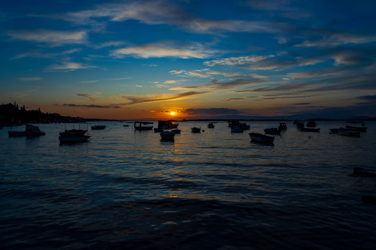 Beautiful sunset view and vivid colors in Waterfront Ildiri, Cesme, Izmir - TURKEY