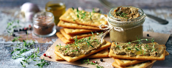 Homemade liver pate. Delicious homemade pate with spices and herbs. Keto diet. Healthy food....