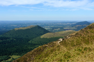 Panoramic view of the volcanoes of Auvergne