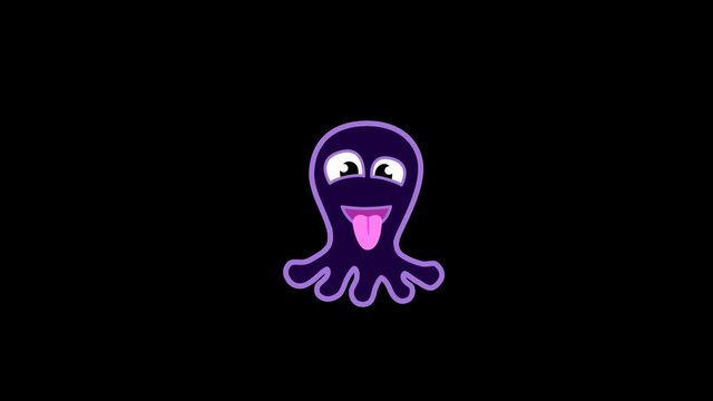 Face with tongue. animated emoji with tongue. Alpha channel looped
