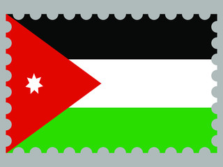Jordan national flag with inside postage stamp isolated on background. original colors and proportion. Vector illustration, from countries flag set