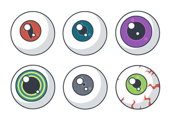 Vector drawing variations of different spooky Halloween eyeballs
