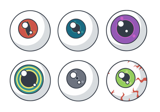 Vector drawing variations of different spooky Halloween eyeballs