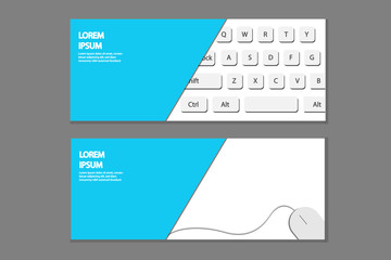 vector design banner template for website and Web Header Banner with keyboard and space for text , banner, cover, technology