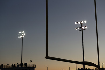 high school lights and goalposts