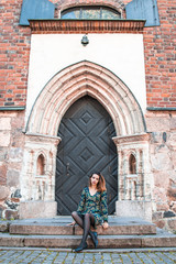 Beautiful Albanian girl posing and showing the dress