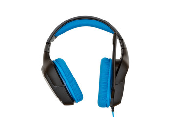 Blue and black headset with microphone