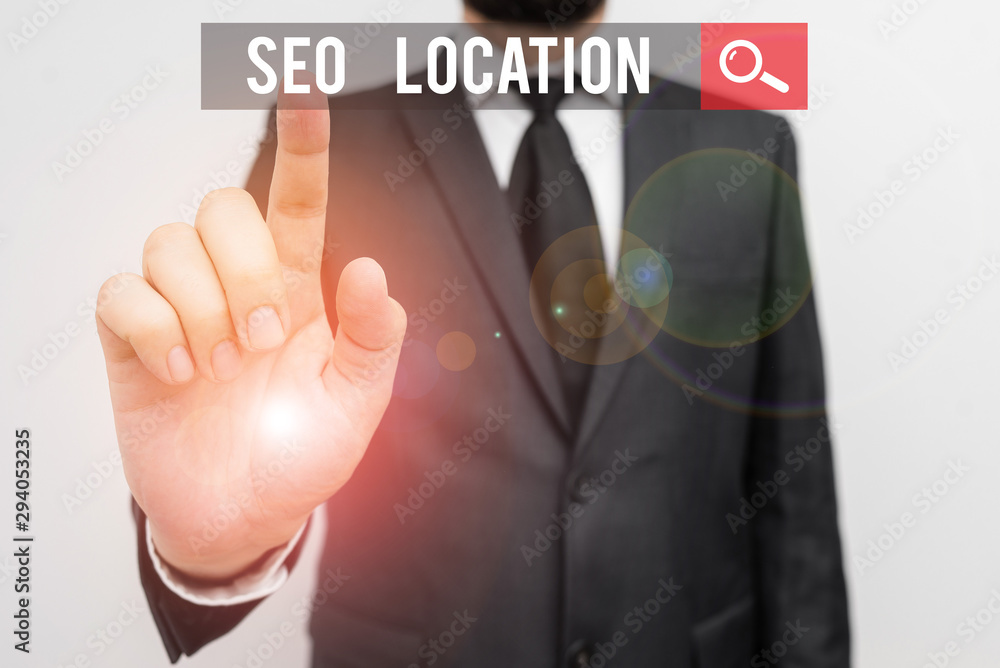 Poster handwriting text seo location. conceptual photo process to optimize pages on your site to show for o