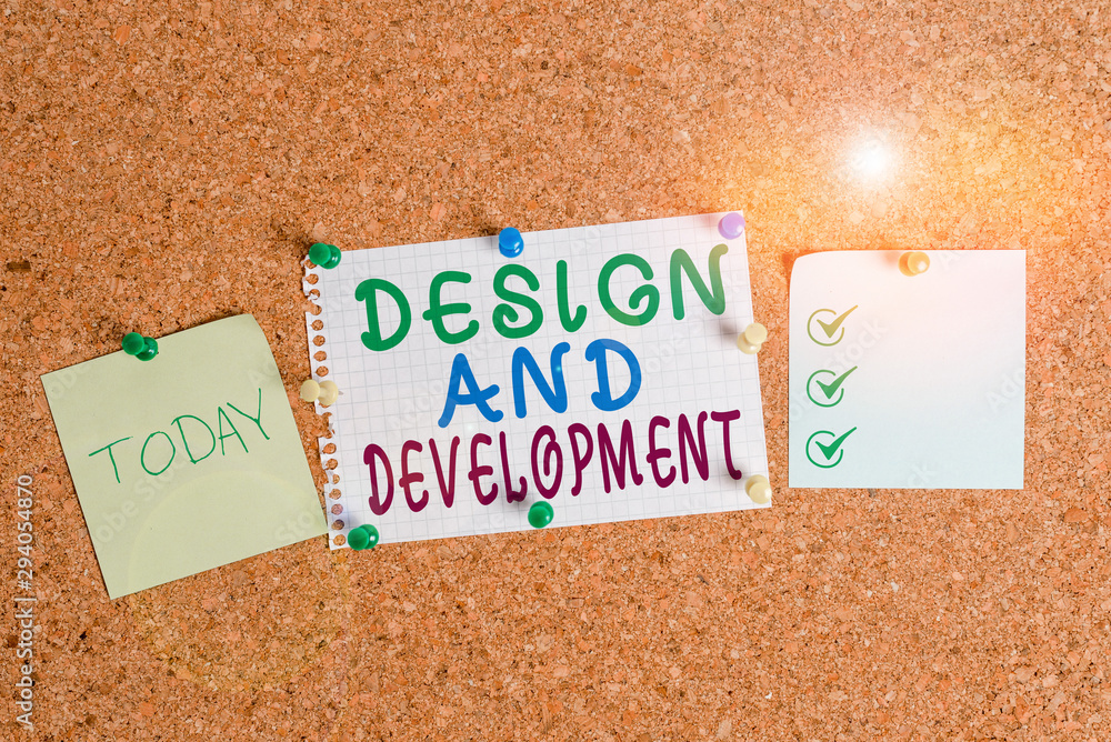 Aufkleber handwriting text design and development. conceptual photo defining the specification of products and