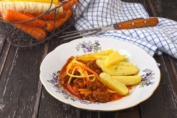 Beef goulash with potatoes