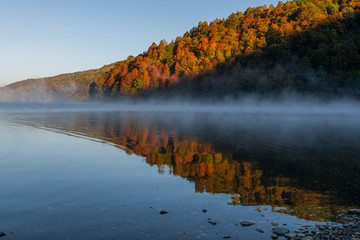 Autumn landscape in the fog somewhere in Romania