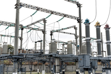 Substation with high voltage equipment in open space