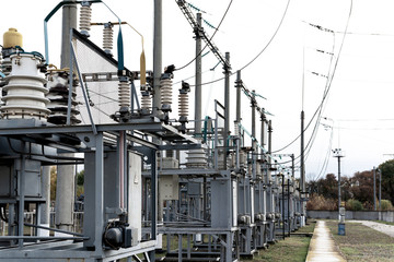 Substation with high voltage equipment in open space