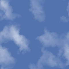 White clouds and blue sky seamless stock illustration.