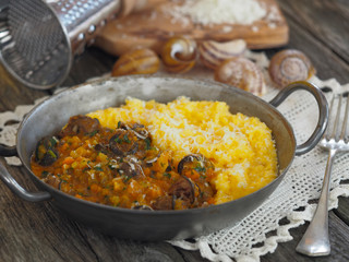 Snail ragout with polenta