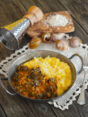 Snail ragout with polenta