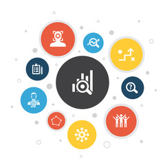 Market research Infographic 10 steps bubble design.strategy, investigation, survey, customer icons