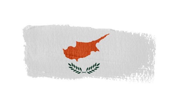 Cyprus flag painted with a brush stroke