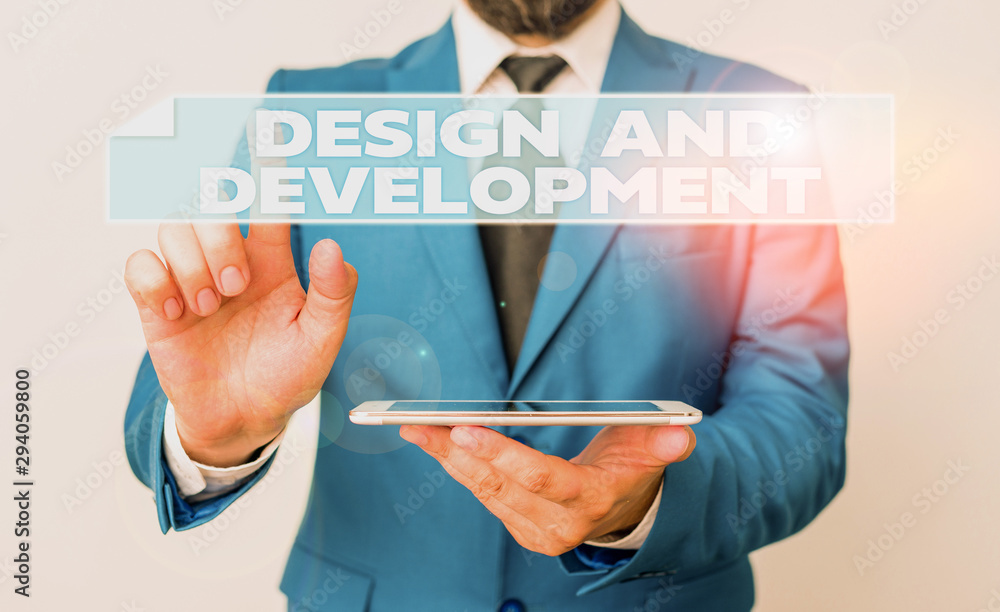 Poster handwriting text design and development. conceptual photo defining the specification of products and